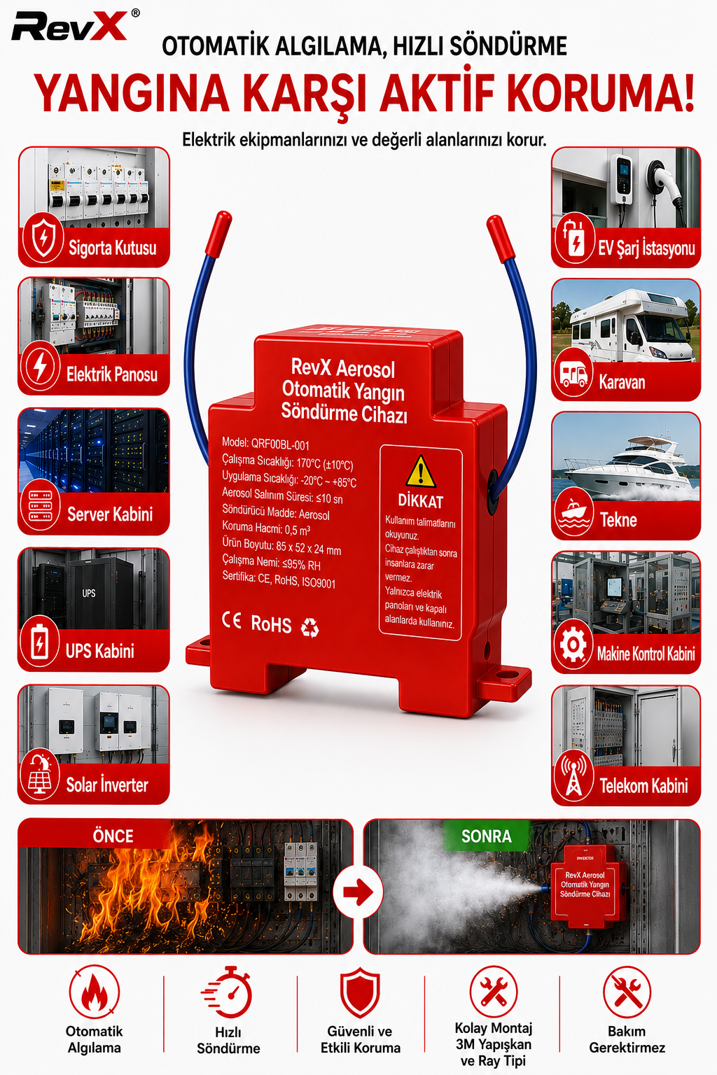 RevX Aerosol Otomatik Yangın Söndürme Cihazı